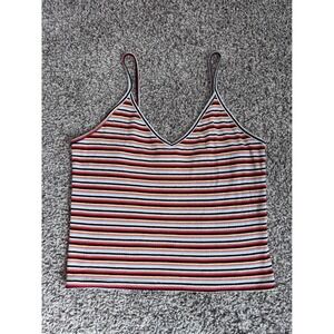 Forever 21 Striped Cropped Tank Top Women's Size Medium Adjustable Summer Spring